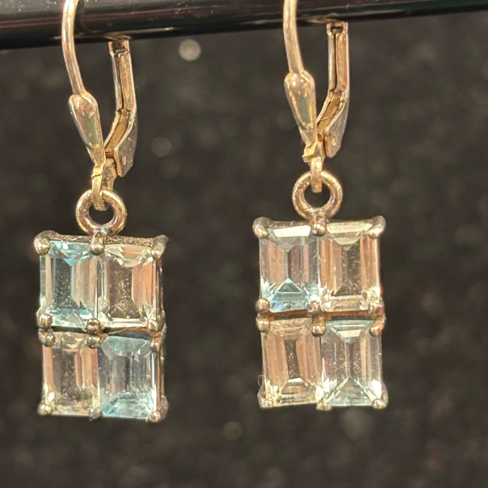 Blue Topaz & Amethyst Drop Earrings